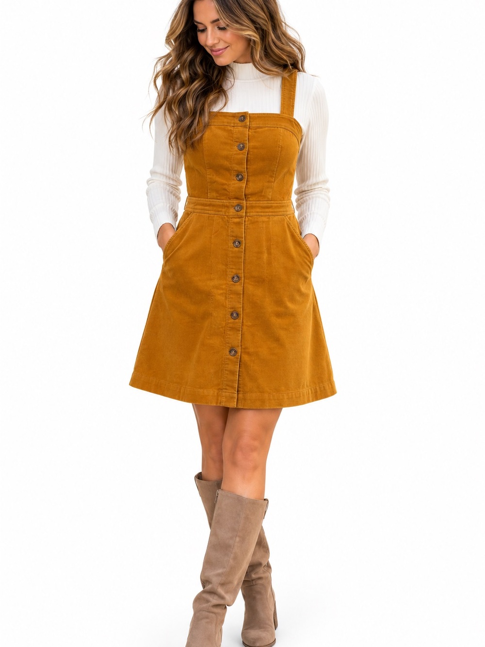 J. Crew Mustard Yellow Corduroy Pinafore Dress
